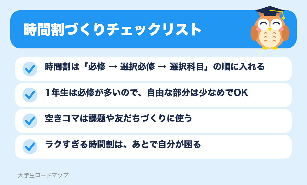 時間割づくりチェックリスト