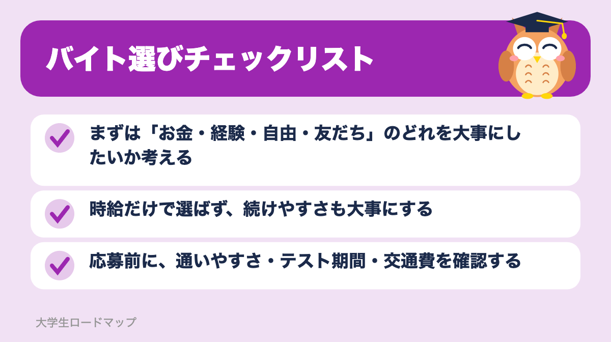 バイト選びチェックリスト