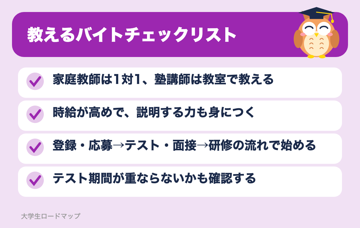 教えるバイトチェックリスト