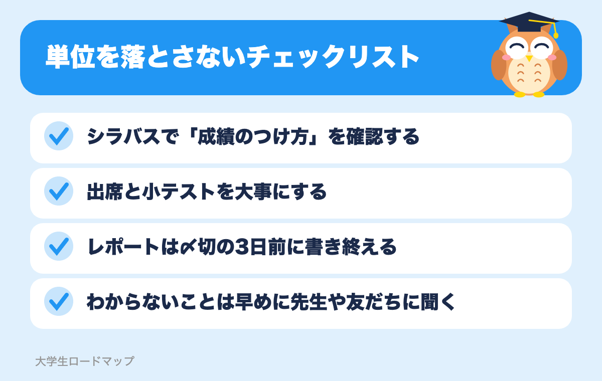 単位を落とさないチェックリスト