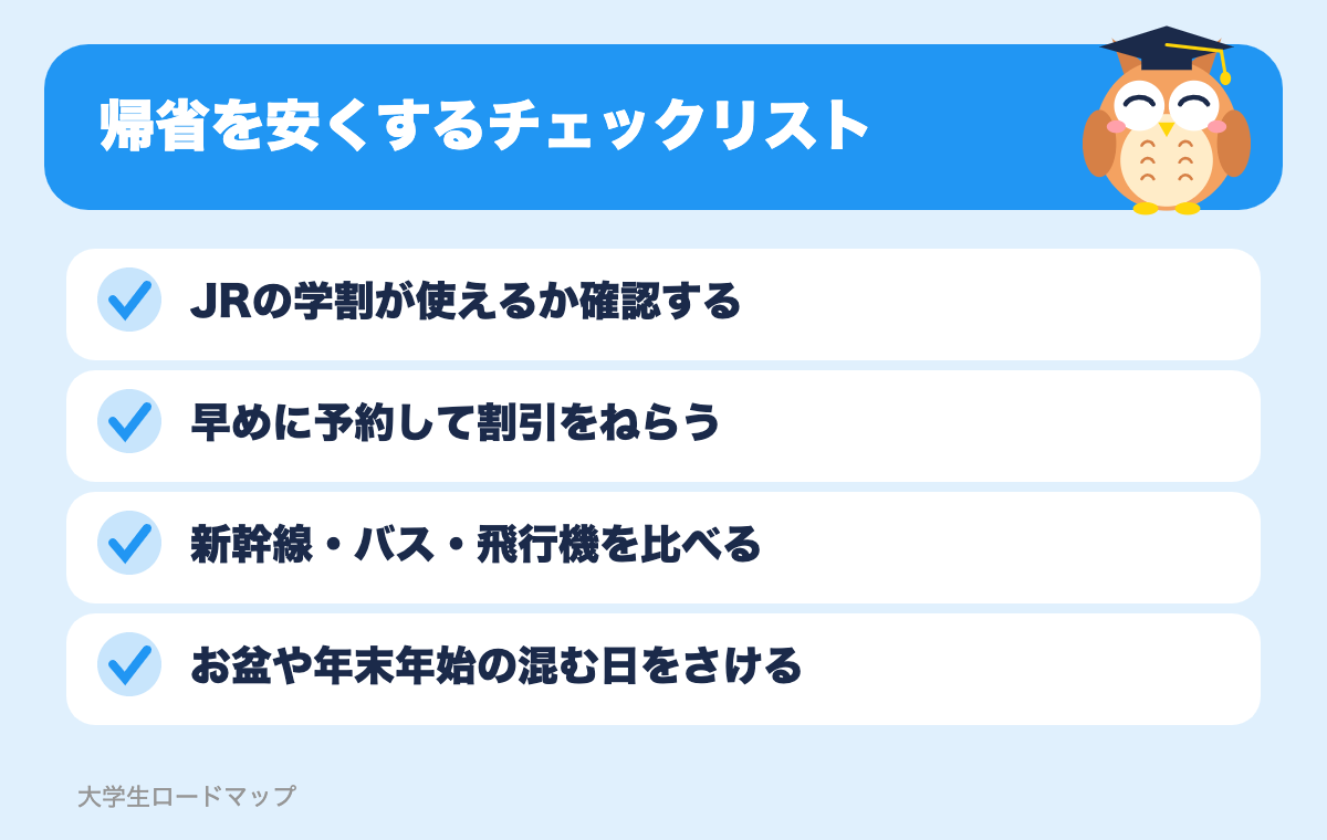 帰省を安くするチェックリスト