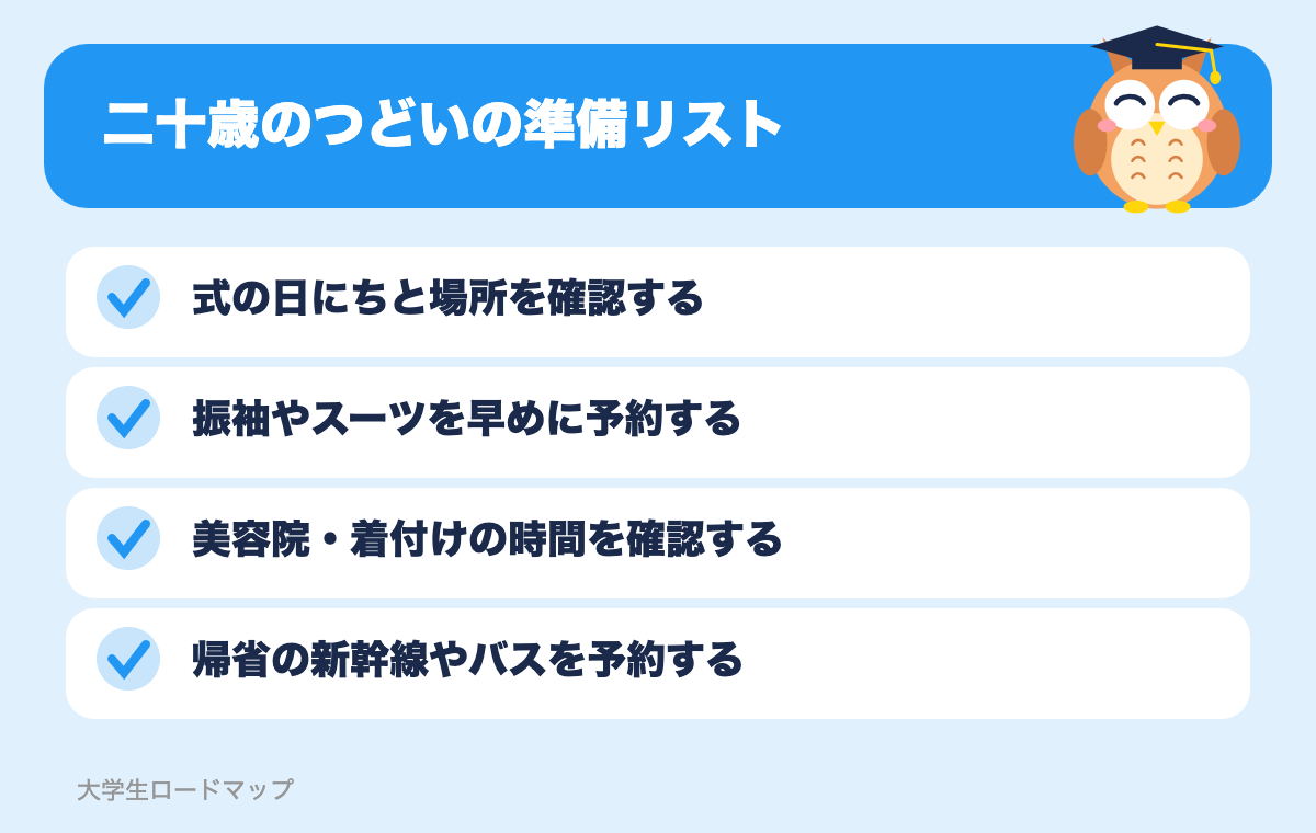二十歳のつどいの準備リスト