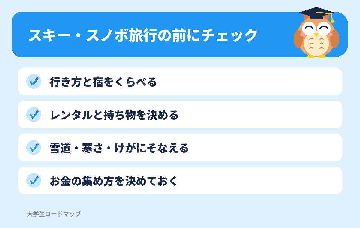 スキー・スノボ旅行の前にチェック